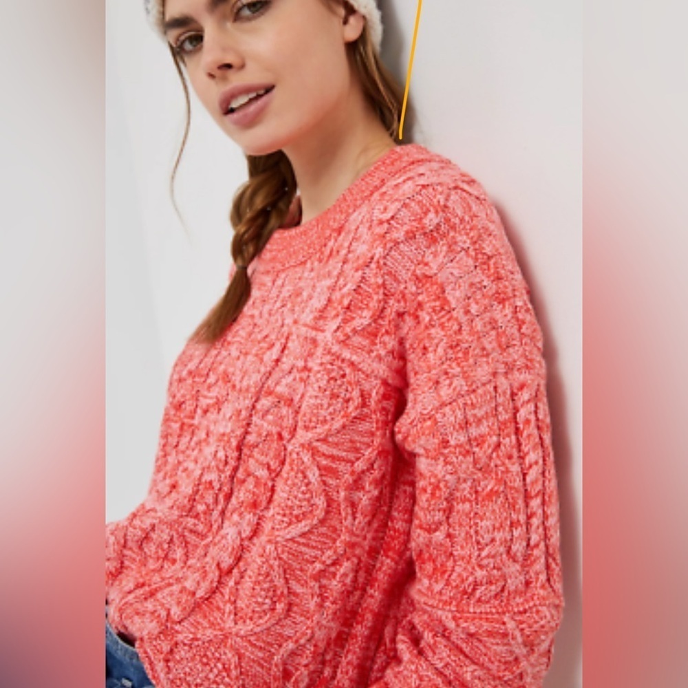 DEX MIXED CABLE KNIT TUNIC SWEATER REDDISH PINK Sz X - Picture 3 of 11